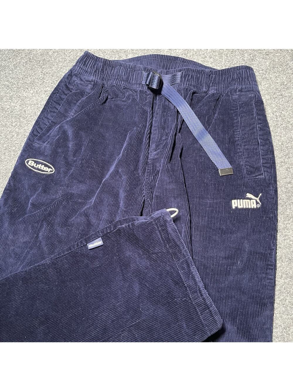Puma Butter Goods Pants Mens Medium Corduroy Belted Baggy Wide Leg Skateboarding